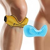 Healrecux Patellasehnenbandage, Silikon Patella Kniebandage, Rutschfeste Kniebandage bei Patellaspitzensyndrom, Sehnenentzündungen, Basketball und Volleyball – Gelb 1 Stück