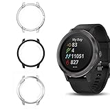 Garmin vivoactive 3 Protector Case,JZK Soft TPU Plated Screen Protector Cover Scratch-Proof All-Around Screen Cover Bumper Shell [Scratch-Proof] for Garmin vivoactive 3,Black+Clear+Silver