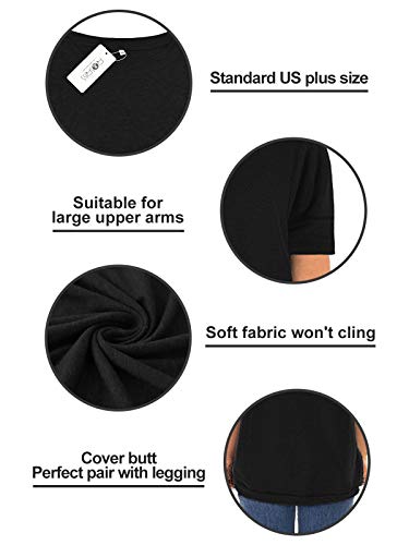 Rosriss Womens Plus Size Shirts 4X Short Sleeve Solid Color Side Split Tunic Tops Black 26W #TOP3