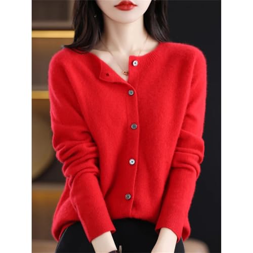 Fashion Merino Wool Womens O-Neck Cardigan Cashmere Sweater Female Clothing Grace Tops for Work3