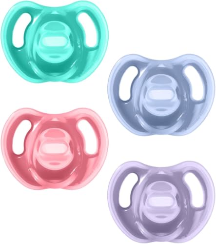 Image of Tommee Tippee Ultra-Light Silicone Pacifier,18-36 Months,Symmetrical One-Piece Design,BPA-Free Silicone Binkies,Pink /Violet /Green,(Pack of 48)
