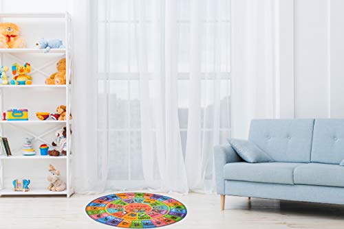 Kc Cubs Playtime Collection Abc Alphabet With Old Macdonald's Animals Educational Learning & Game Round Circle Area Rug Carpet For Kids And Children Bedrooms And Playroom #TOP4