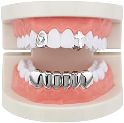 Grillz dentales doble con cruz en oro OOCC miniatura 1