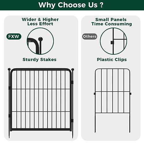 Fxw Decorative Garden Metal Fence Temporary Animal Barrier For Yard, 4 Panels, 8'(L)×24"(H), Black #TOP2