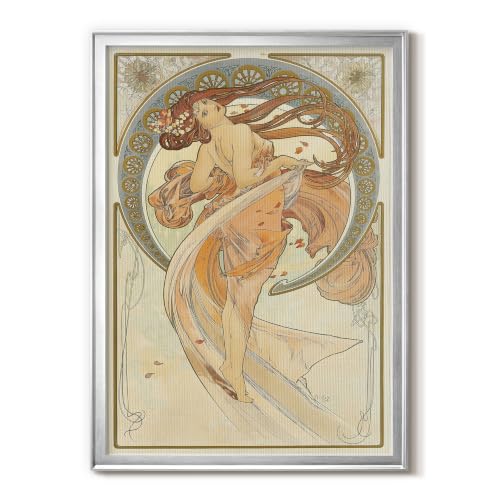 Alphonse Mucha | The Dancing Muse | Silver Framed Canvas Art | GAL101