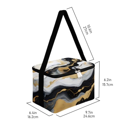 GzLeyigou Lunch Bags for Women Men 9 Cans,Marble Liquid Texture Hot & Cold Food Delivery Bag Insulated Grocery Bag Insulated Lunch Box Ink Paint Abstract Cooler Bag for Office Work Picnic Beach