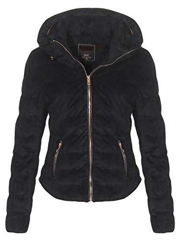 Malito Mujer Chaqueta Acolchada Cazadora Forrado Mirada de Terciopelo JF1831 (L, Negro)