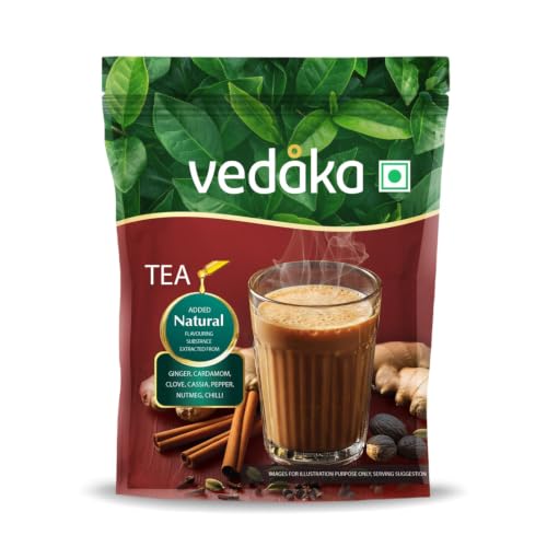 Image of Amazon Brand - Vedaka Masala Tea 500 g | Assam & Darjeeling Blend | Rich Aroma & Strong Flavour | Natural Spice Mix | Perfect for Milk Tea
