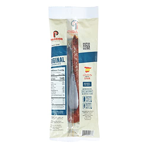 Palacios - Authentic Spanish Chorizo By Palacios. All Natural Ground Pork Original Smoked Sausage Recipe, Dry Cured In Spain. (5 Pack - 7.9 Oz.) Keto & Paleo Friendly. No Gluten, Lactose Free. #TOP1