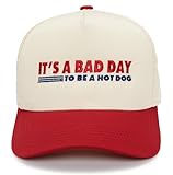 Two Tone Vintage Snapback Hat - It's A Bad Day to Be A Hotdog - Red/Beige