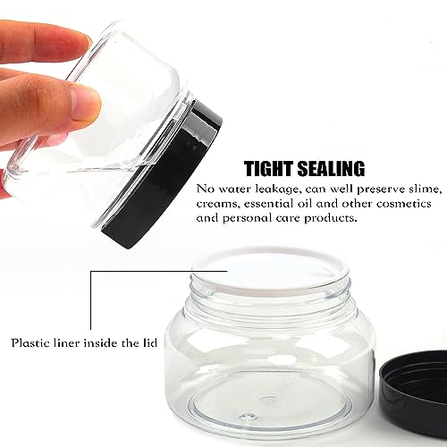 8 oz Clear Plastic Jars with Lids - BPA Free PET Food-Grade Containers - Perfect for Cosmetics, Storage, Crafts, Slime - Wide Mouth, Screw Top, Set of 12 - Mason Style, Easy-to-Clean, Leakproof3