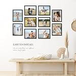 8x10 Cadres d'image Ensemble de 10, Couvercle en bois massif avec couche protectrice de finition de grain de bois, couvercle en plexiglas, noir – Décor mural de collage ou affichage de table