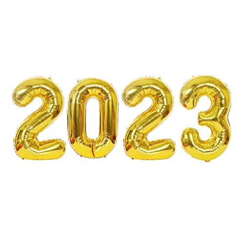 Silvester Deko 2023 Luftballons Dekorationen 2023 Silvesterparty 2023 Abschlussball, selbstaufblasend 2023 Folienballon Banner groß Gold 2023 Zahlenballons 2023 Partyzubehör (40 Zoll) Cover