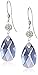 Sterling Silver Swarovski Elements Clear and Tanzanite-Colored Crystal Dangle Earrings