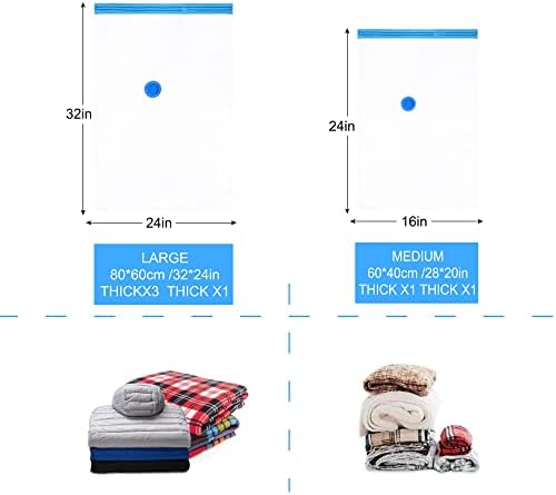 Vacuum storage bags,6 pack Vacuum bags clothes [Works With Vacuum Cleaner ],to store clothes and beddings,could save your space,dust-free,keep away from moisture(2(60x80cm)+4(40x60cm))