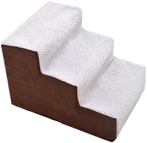 Pet Stairs Dog Stairs Cat Stairs Suitable for Puppies and Kittens Steps Pet Ramps Non Slip 3-Layer Dog Ramps/Ladders Best for Small Animals Puppies and Kittens Pet Toys Brown+White