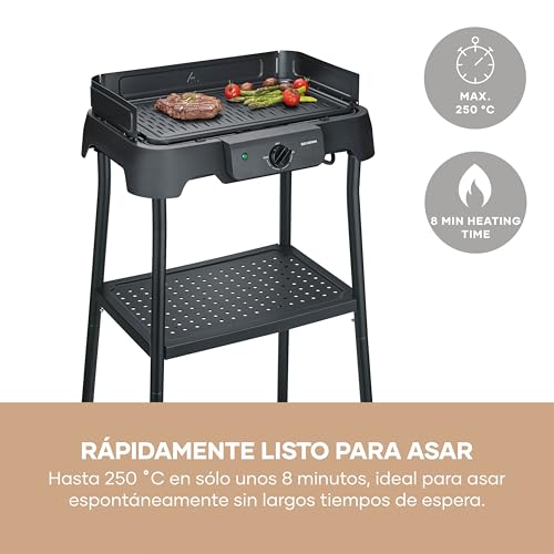 Miniatura 6 de Severin Parrilla Eléctrica de Mesa con Placa de Aluminio y Soporte, Negro PG 8596