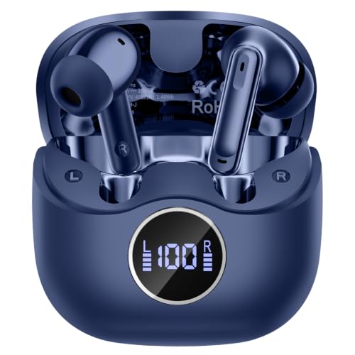 xinwld Adaptive Hybrid Active Noise Canceling 2026 Wireless Earbuds, 6 Mics ENC Clear Call Ear Buds, Hi-Res Audio Deep Bass Bluetooth 5.4 Headphones, 40H, LED, for Sports Running Gym Workout, Blue
