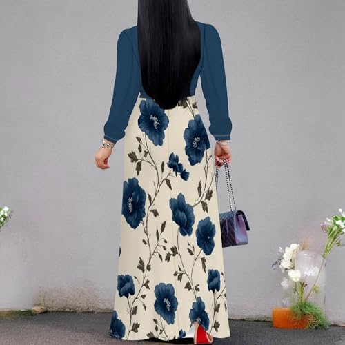 Image of PinkPatty Women's Long Sleeve Maxi Dress Plus Size Trendy Wedding Guest Dress with Pockets&Belt