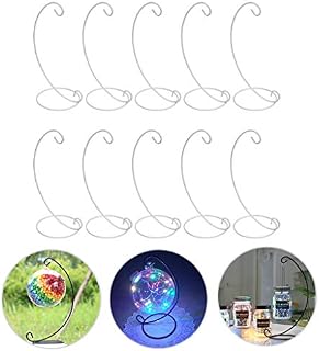 BSTKEY Set of 10 Ornament Display Stand Holder - Iron Hanging Hook Holder Rack for Hanging Glass Globe Air Plant Terrarium Witch Ball Bauble, Home Garden Office Party Craft (White)