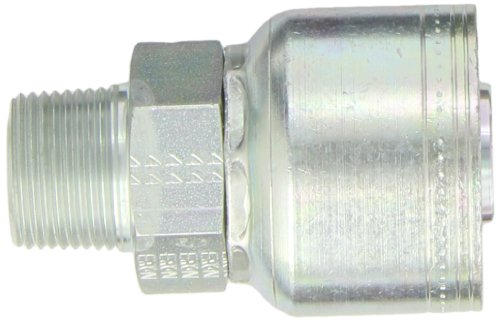 Image of Aeroquip 1AA12MP16 Carbon Steel Global TTC (Thru the Cover) Crimp Hose Fitting Male Pipe, Straight, 1 inch Hose ID, 3 /4 inch - 14 Thread