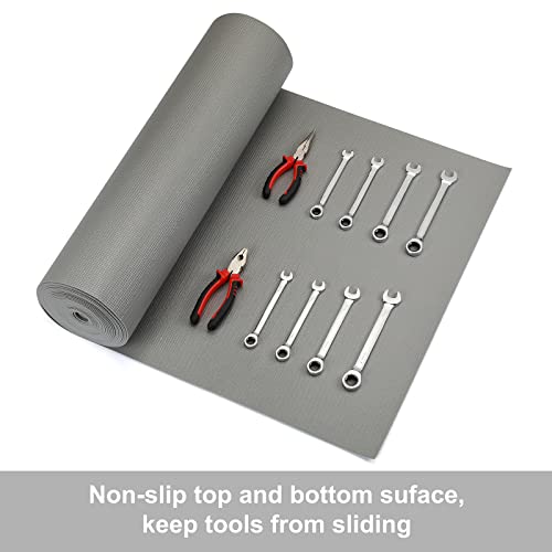 Casoman Professional Tool Box And Drawer Liner, Grey, Easy Cut Non-Slip Foam Rubber Toolbox Drawer Liner Mat - Adjustable Thick Cabinet Liners, 24Inch (Wide) X 24Feet (Long) #TOP2