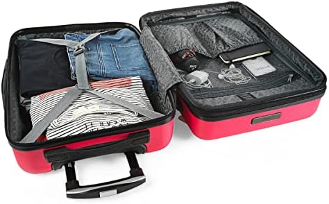 SKPAT - Middelgrote Koffer. Medium Trolley Reiskoffer van SKPAT. Lichtgewicht ABS Harde Schaal 4 Wielen Cijferslot, Roze : SKPAT