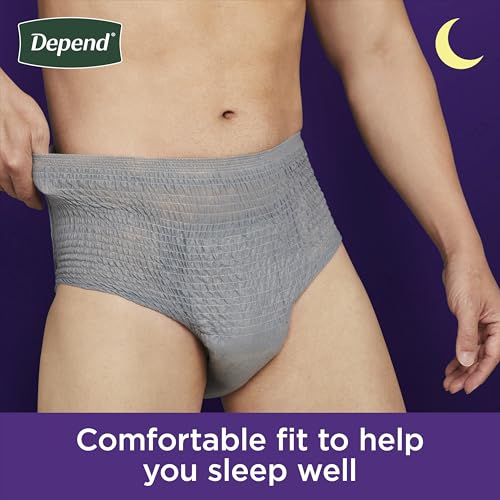 Depend Night Defense Incontinence Underwear for Men, Overnight, Disposable Size L, 28 Count (2 Packs of 14) (Packaging May Vary)