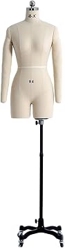 Female Mannequin Body, Sewing Mannequin Torso Female Sewing Mannequin with Arms, Woman Dress Form Tailor Dressmakers Dummy Plus Size Mannequin Torso Stand On Wheels for Sewing Clot,White