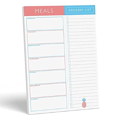 Sweetzer & Orange Meal Planner Magnetic Pad | 7x10 inch Notepad for Organized Weekly & Daily Planning | Tear-Off Grocery List Checklist for Convenient Shopping | Notepads for Refrigerator Door