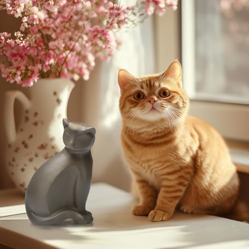 DiDiBirDi Keramik Urne für Katze,Haustier Einäscherung Box,Dekorative Katze Urne für Asche,Braune Katze Urnen aus für Asche Geeignet für kleine bis mittlere Katzen (Braune) (4kg)