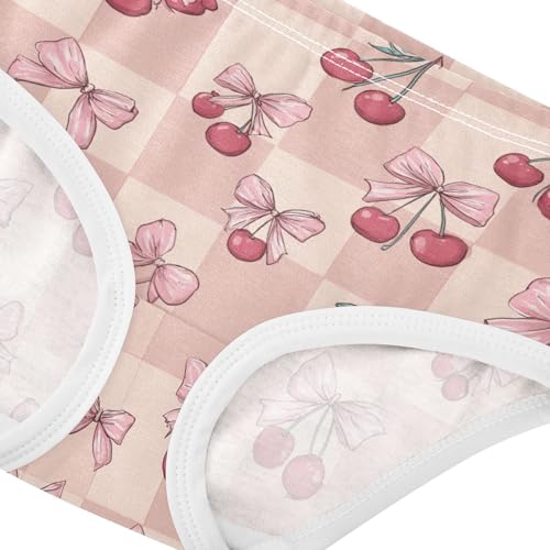 Wusikd Cherries Bows Checkered Girls' Underwear Cotton Girls Briefs Soft Toddler Underwear 2T4