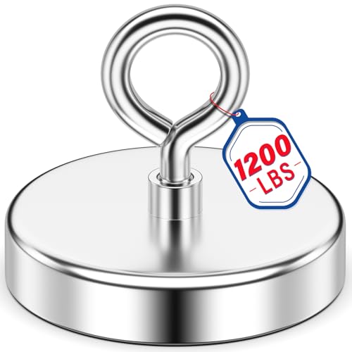 NIUKNOW Strong Fishing Magnet, 1200 LBS Pull Heavy Duty Rare Earth Gift Magnet with Countersunk Hole Eyebolt for Holiday, Hanging, Horticulture, Magnetic Fishing and Treasure Hunting, Christmas, Gift