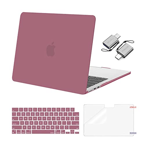 Image of MOSISO Compatible with MacBook Air 13 inch Case M5 2026 M4 2025 M3 M2 2024-2022 A3449 A3240 A3113 A2681, Hard Shell&Keyboard Cover&Screen Film&Type C for MacBook Air 13.6 inch Case, Dusty Rose