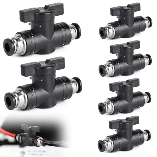 EFUTURETIME 6 x Pneumatik Absperrhahn 6mm Pneumatikverbinder Gerade Schnellsteckverbinder mit Steckanschluss für Schnell Anschluss von Luftschlauch, Pneumatikschlauch (BUC6)