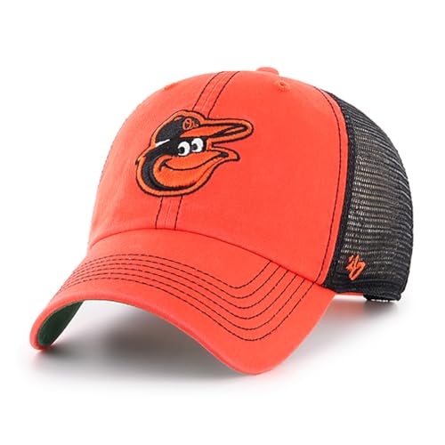 47 Brand MLB Unisex Team Color Alternate Trawler Clean Up Mesh Trucker Snapback Baseball Cap Adult One Size Fits All - Baltimore Orioles - Orange/Black