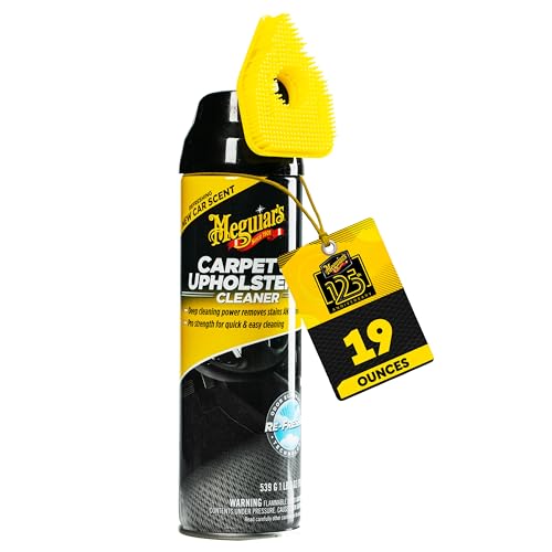 Meguiar's Carpet & Upholstery Cleaner - Spray, Pro-Strength Spot Cleaner for Carpet & Upholstery,Fights Odors, New Car Scent, 19 Oz Aerosol