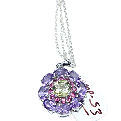 Amethyst Peridot Gemstone Pendants/Amethyst Necklace For Men & Woman / 6X4, 7 Mm / 925 Sterling Silver Locktes/Charm Pendant #TOP6