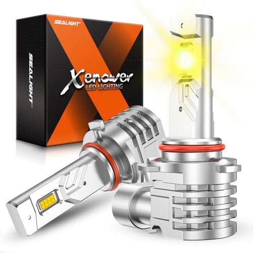 Image of SEALIGHT H10 Fog Light Bulbs Yellow, 16,000LM Brighter H10 LED Fog Lights 3500K Amber Yellow 9140 9145 Fog lights, Plug and Play