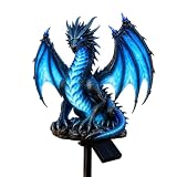 Generisch Fantasie Eisdrache Gartenleuchte zum Einstecken, Drachen Figur Landschaftslampe, witterungsbeständige Au ...