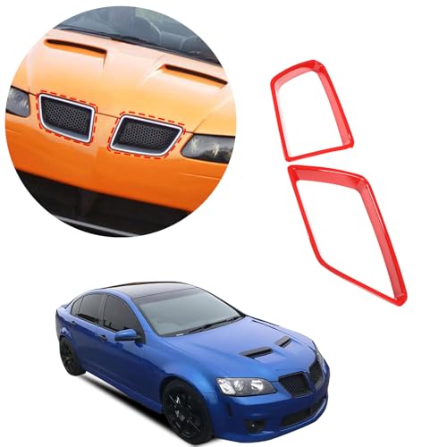 Image of Car Front Bumper Grille Cover Trim Compatible with Pontiac G8 08-09 /Holden Commodore 06-12 ABS Front Grille Accent Trim Cover Front Grille Bumper Grill Inserts protective Accessories (Sport Red)