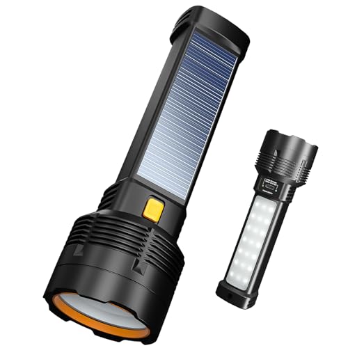 E-SHIDAI Linterna LED recargable con energía solar, iluminación brillante para el hogar y camping, fuente de alimentación de emergencia, cable de carga USB, carga rápida (1 unidad), impermeable, color
