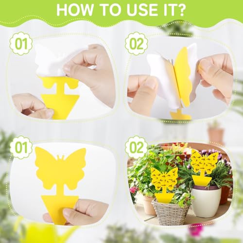 CIRULLI 60x Gelbsticker gegen Trauermücken - 3 Muster,Effektive gelbsticker zur Bekämpfung von Schädlingen in Zimmerpflanzen und Küchen, Pestizidfrei,Mückenfalle,Gelbtafeln gegen trauermücken