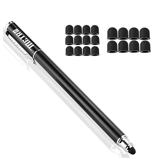 Metro Universeller kapazitiver 2-in-1-Touchscreen-Eingabestift mit 20 Ersatz-Gummispitzen, kompatibel mit iPad, iPhone, iPad Pro, Galaxy, Smartphone und Anderen Touchscreen-Geräten, Schwarz
