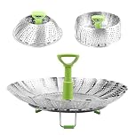 Steamer Basket,Stainless Steel Folding Steamer Basket for Vegetable and Seafood Cooking Expandable Food Steaming Baskets Fit Various Size Pot (SIZE:5.5" to 9")