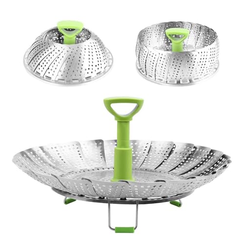 Steamer Basket,Stainless Steel Folding Steamer Basket for Vegetable and Seafood Cooking Expandable Food Steaming Baskets Fit Various Size Pot (SIZE:5.5" to 9")