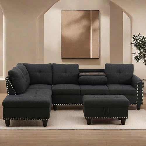 image for ChicFurnit Sectional Couches with Ottoman Storage, Lounge Modular Sect