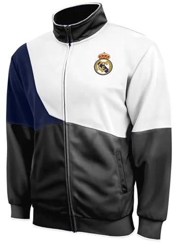 Icon Sports Compatible with Real Madrid Zip Up Adult Soccer Track Jacket SS Grade - Plastic Patch Medium