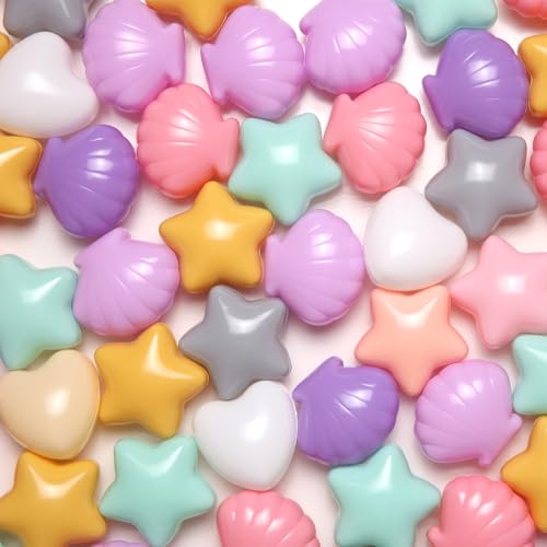 GOGOSO Ball Pit Balls with Star Heart Shell Shapes, Cute Plastic Toy Balls for Baby Toddlers Kids Birthday Party,Play Room, Pool Water Toys,100pcs Cream Mix