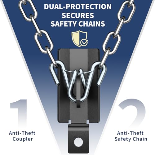 NUOVEPE Trailer Lock Fits 2 Inch Couplers, Secures Safety Chains Anti-Theft Ball Hitch Lock, Pry-Resistant & Heavy-Duty Trailer Hitch Locks for RV | Boat | ATV | Utility Trailer (Blue) by NUOVEPE - Image 4